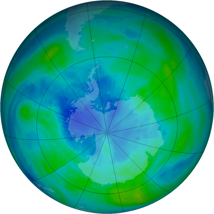 Antarctic ozone map for 05 April 2003